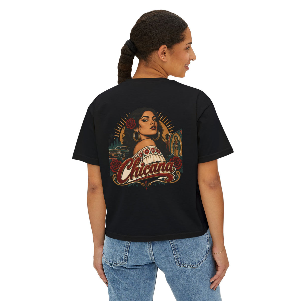 Women's Boxy Tee – Chicana Vintage Latina Pride Graphic