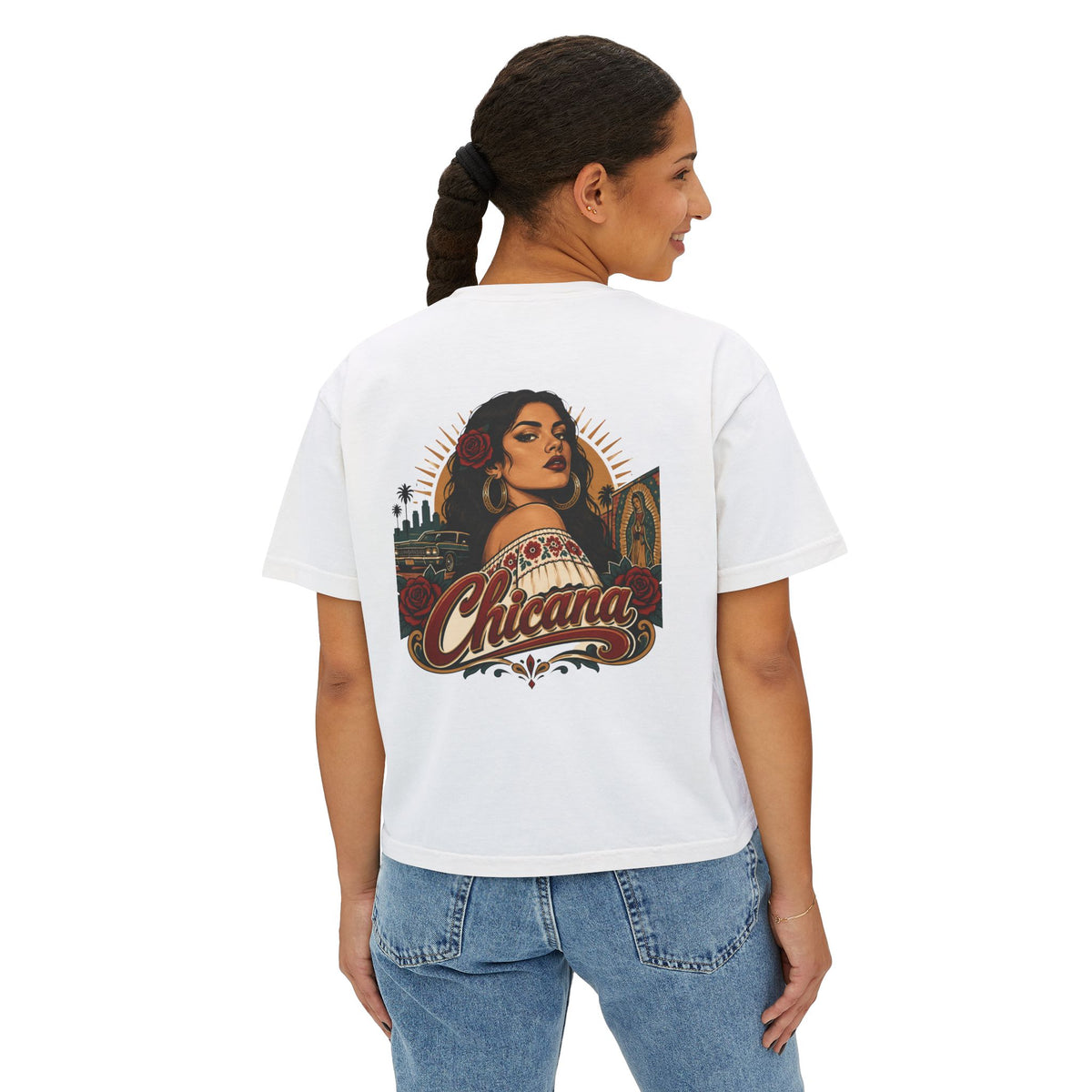 Women's Boxy Tee – Chicana Vintage Latina Pride Graphic