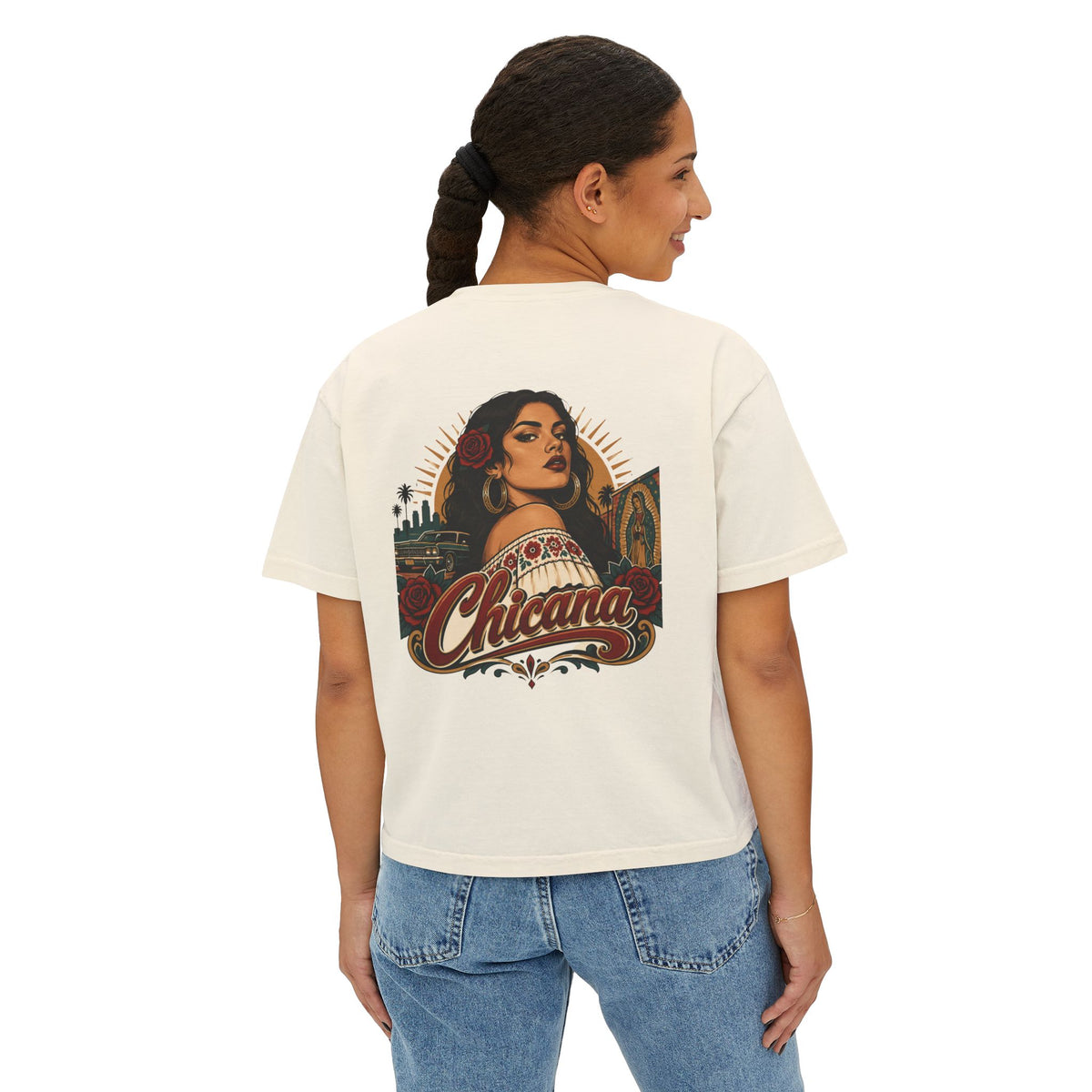 Women's Boxy Tee – Chicana Vintage Latina Pride Graphic